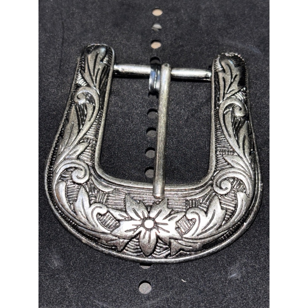 Cody James Floral Engraved Western Belt Buckle Antiqued Silver Tone